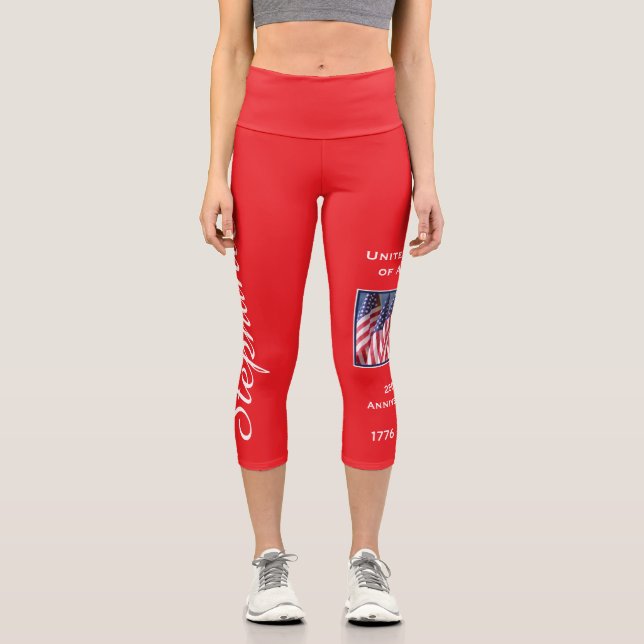 Leggings Capri Yoga personalizado del 250º aniversario de los Est (Anverso)