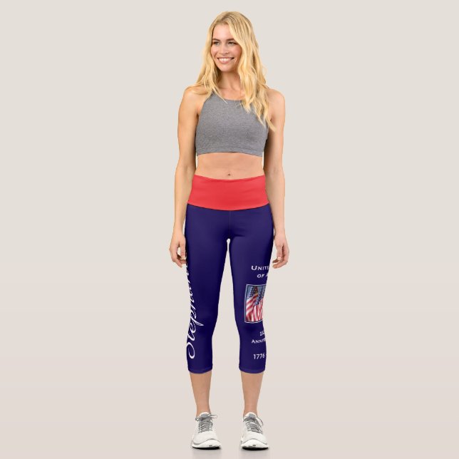 Leggings Capri Yoga personalizado del 250º aniversario de los Est (Anverso)