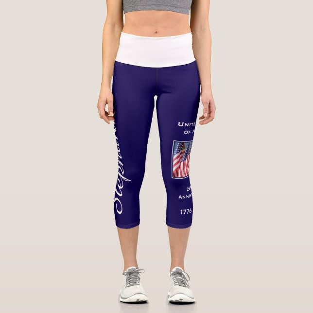 Leggings Capri Yoga personalizado del 250º aniversario de los Est (Anverso)