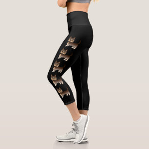 Leggings Capri Yorkie Cartoon de perro Yorkshire Terrier de choco