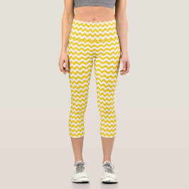 Leggings Capri Zigzag amarillo, chevron amarillo, patrón geométri
