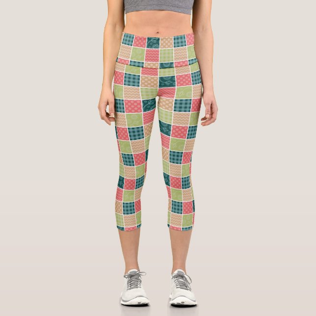 Leggings Capri Zigzag, Chevron, Gingham, Puertos Polka, Patchwork (Anverso)