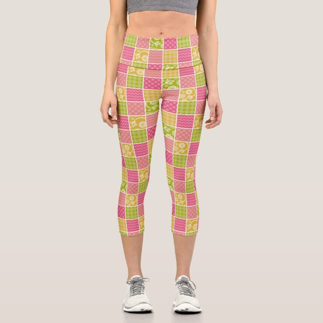 Leggings Capri Zigzag, Chevron, Polka Dots, Gingham, Patchwork (Anverso)