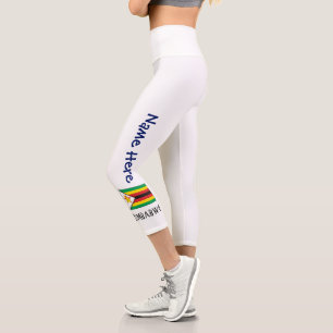Leggings Capri Zimbabue Bandera de Zimbabue Nombre Personalizado