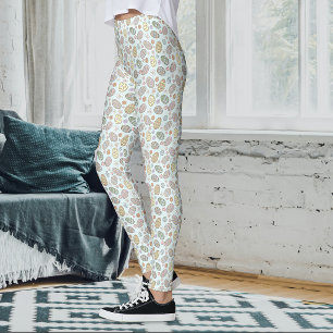 Leggings Caprichoso Patrón Floral de Huevos de Pascua en Pa