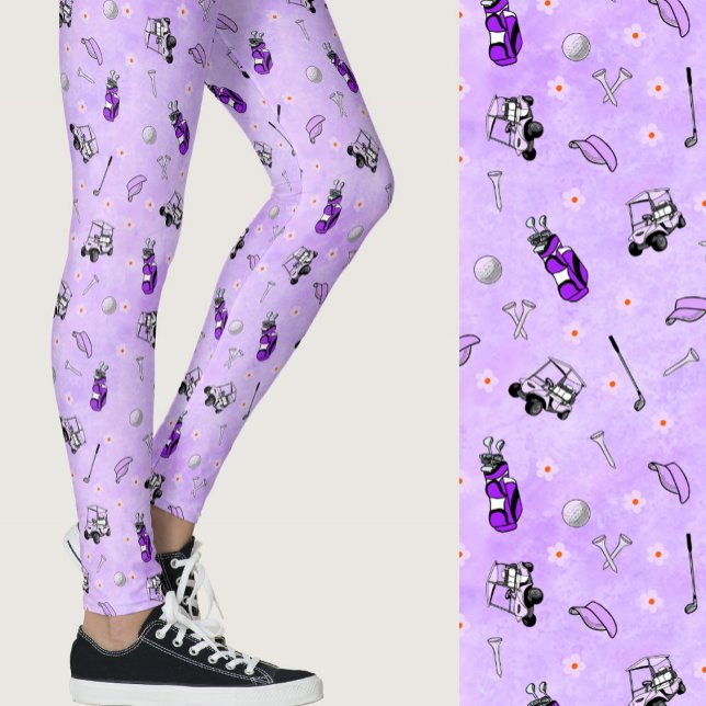 Leggings Caprichoso patrón temático de golf morado (Subido por el creador)