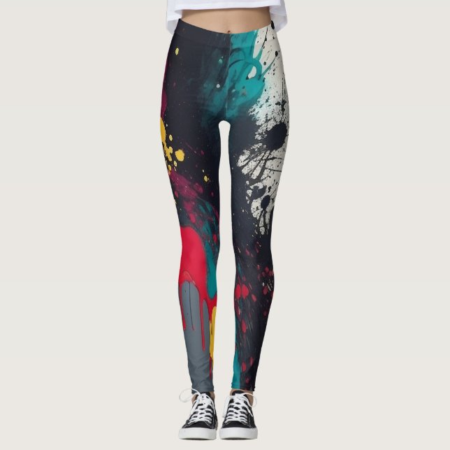 Leggings Captura de ojos vibrantes goteo de salpicaduras Ar (Anverso)