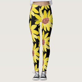 Leggings Capullo de girasol acuarela Vibrante pintado a man