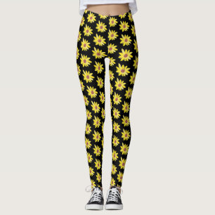 Leggings Capullos de girasol acuarela Vibrante pintado a ma