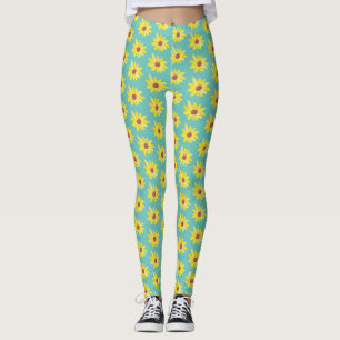 Leggings Capullos de girasol acuarela Vibrantes pintados a