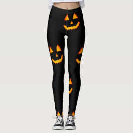 Leggings Cara brillante con una linterna en Halloween negro