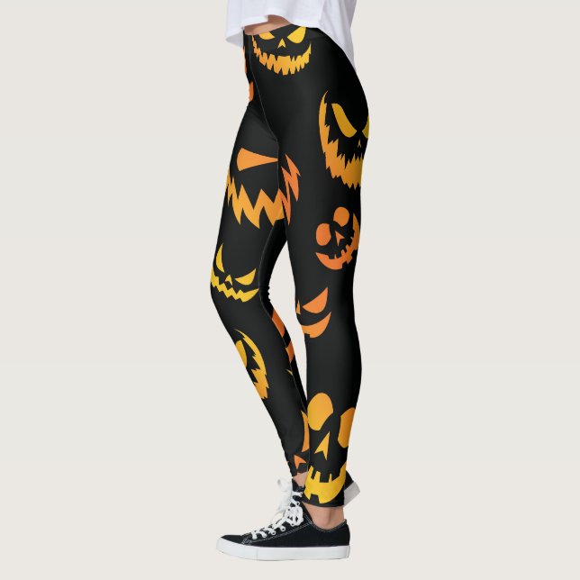 Leggings Cara de calabaza de Jack O Lantern (Izquierda)