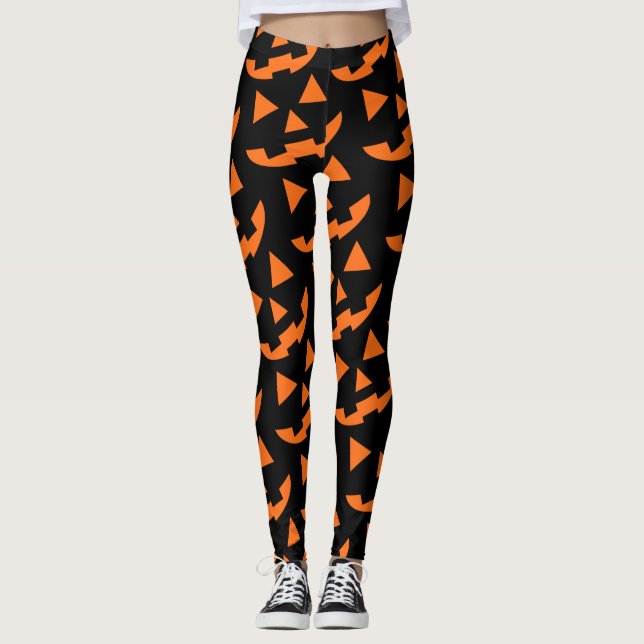 Leggings Cara de calabaza Imprimir Halloween (Anverso)