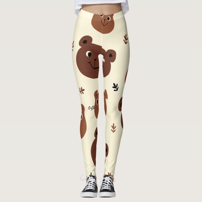 Leggings Cara de oso divertida (Anverso)