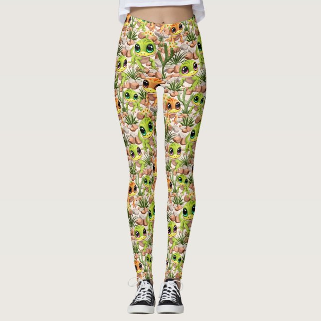 Leggings Caracteres de dibujos animados de Baby Geckos Cute (Anverso)