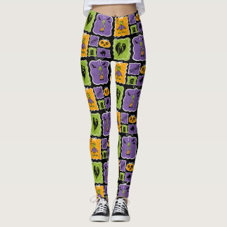 Leggings Caracteres de Halloween lindos Frankensteins y zom