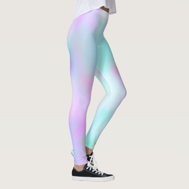 Leggings Caramelo Rosa Holográfico Falso Abstracto Pastel (Derecha)