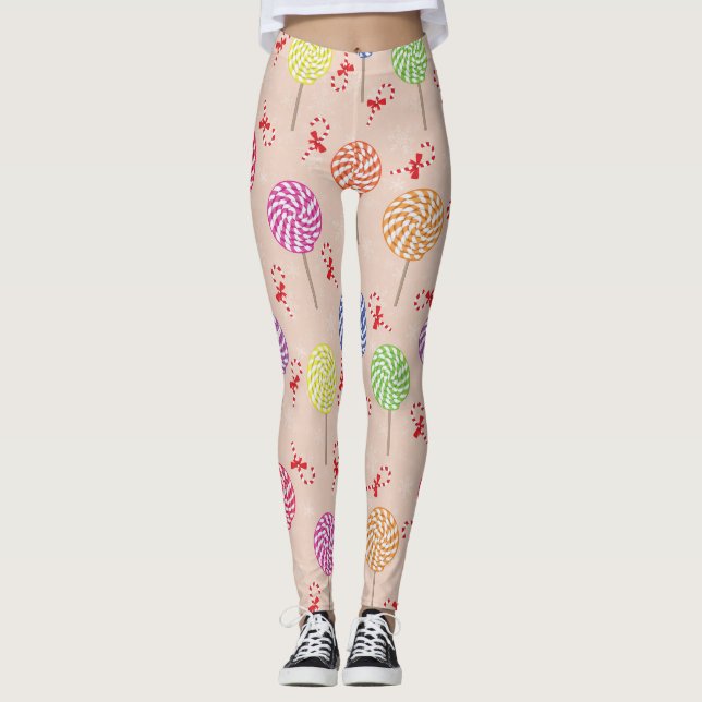 Leggings Caramelos de menta Navidad, bastones de caramelo (Anverso)
