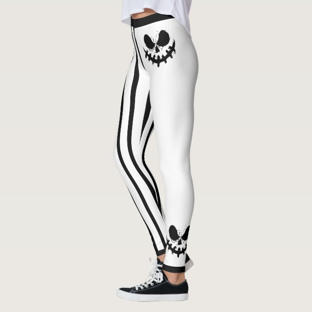 Leggings Caras y rayas lindas de Jack-O-Lantern de Hallowee (Izquierda)