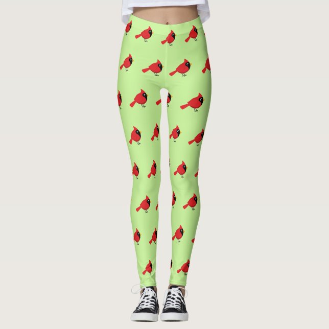 Leggings Cardenal rojo Personalizado con flores (Anverso)