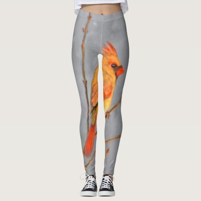 Leggings Cardenal sobre pintura de bifurcaciones - Arte de  (Anverso)