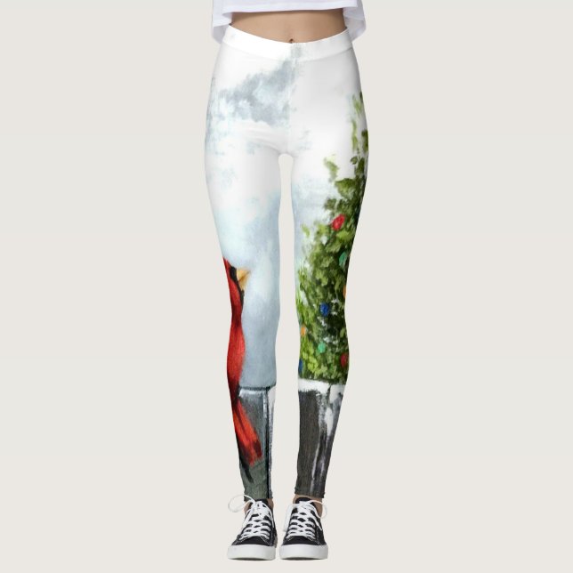 Leggings Cardenal y árbol de Navidad (Anverso)