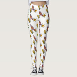 Leggings Cardenal Y Flores Elegantes -