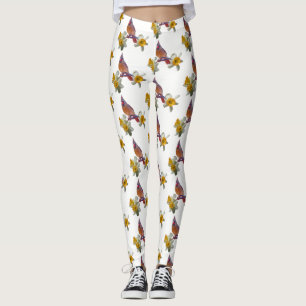 Leggings Cardenal Y Flores Elegantes -