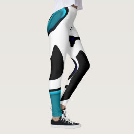 Leggings Cargo de profundidad: resumen negro, blanco y azul