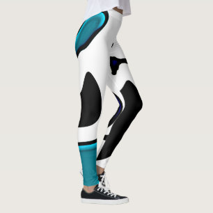 Leggings Cargo de profundidad: resumen negro, blanco y azul