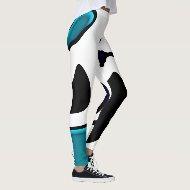 Leggings Cargo de profundidad: resumen negro, blanco y azul (Derecha)