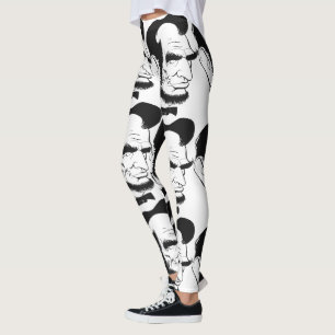 Leggings Caricatura blanco y negro de Abraham Lincoln