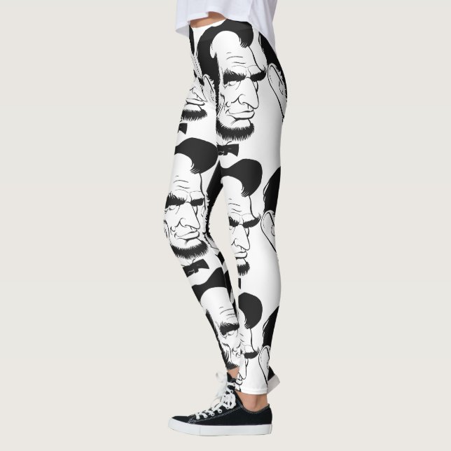 Leggings Caricatura blanco y negro de Abraham Lincoln (Izquierda)