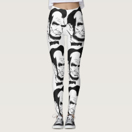 Leggings Caricatura blanco y negro de Abraham Lincoln