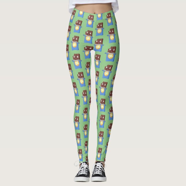 Leggings Caricatura de dibujos animados de un dulce chocola (Anverso)