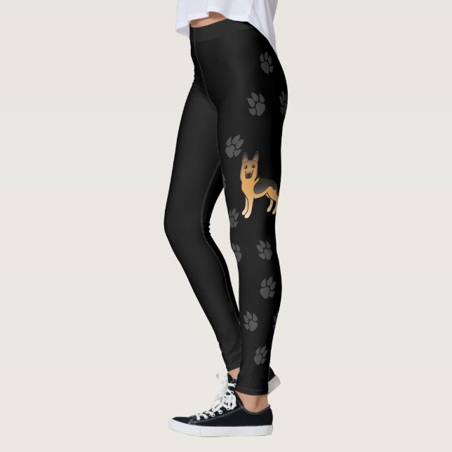 Leggings Caricatura de Pastor Alemán Negro Y Tan (Izquierda)