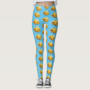 Leggings Caricatura graciosa amarilla con bulldozer