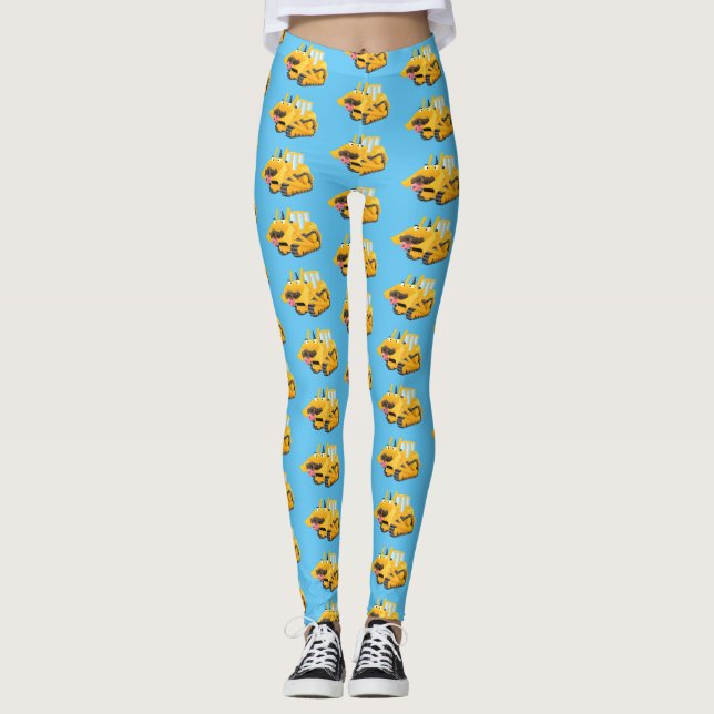 Leggings Caricatura graciosa amarilla con bulldozer (Anverso)