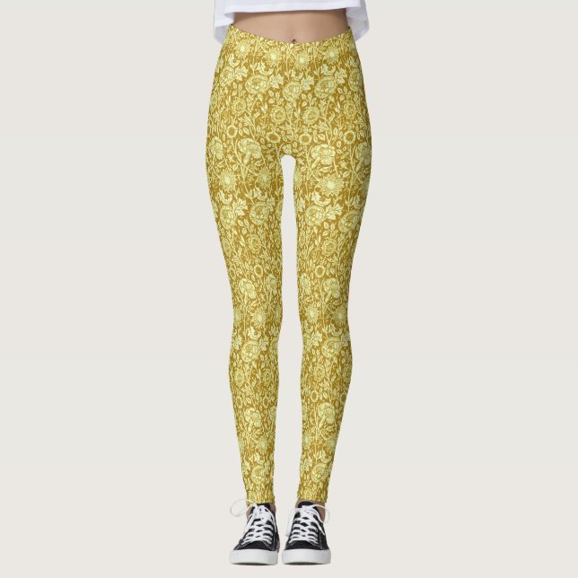 Leggings Carnación Art Nouveau Damasco, mostaza y amarillo (Anverso)