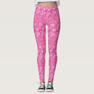 Leggings Carnación modernista Damasco, rosa de Fuchsia