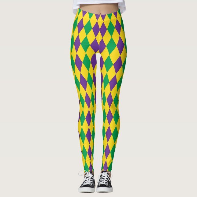 Leggings Carnaval de diamantes de Mardis Gras Harlequin (Anverso)