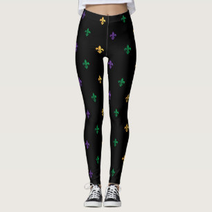 Leggings Carnaval de Mardi Gras Fleur de Lis Diamond Harleq