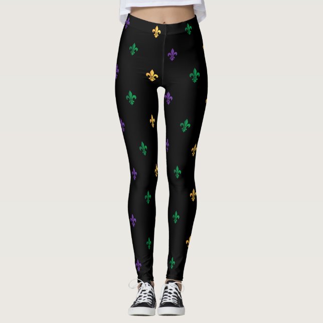 Leggings Carnaval de Mardi Gras Fleur de Lis Diamond Harleq (Anverso)