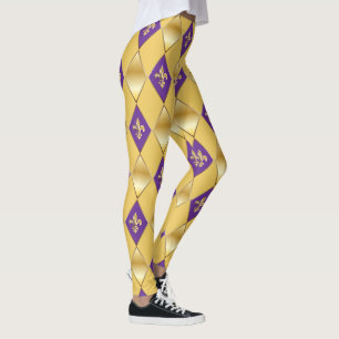 Leggings Carnaval de Mardi Gras Fleur de Lis Diamond Harleq