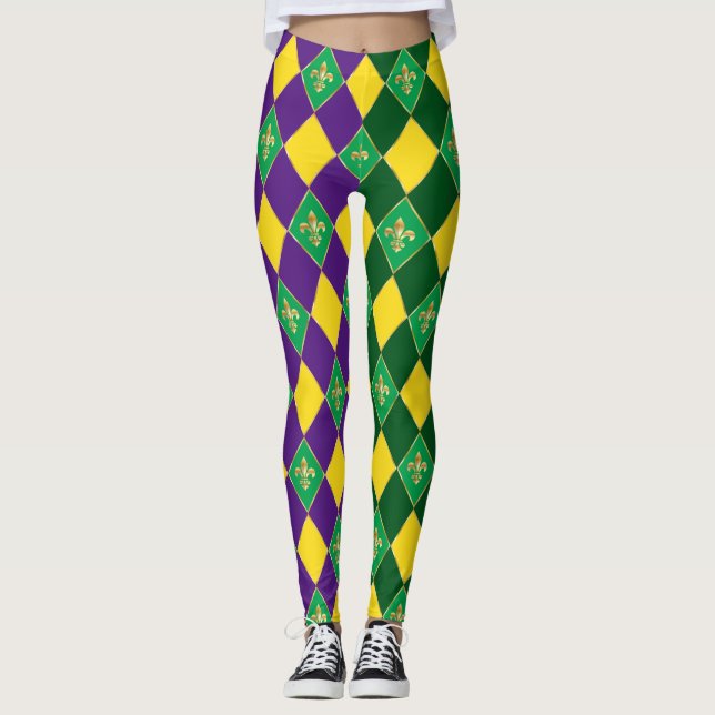 Leggings Carnaval de Mardi Gras, Harlequin de Lis (Anverso)
