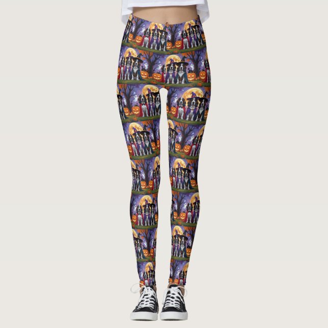 Leggings Carne de calabaza de perro de cola azul Halloween  (Anverso)