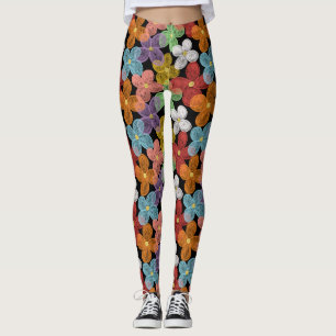 Leggings Carpeta de bolsillo de margaritas de tiza