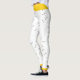 Leggings Carrera de pollo Loco en Blanco y Negro | Pop amar