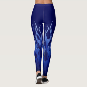 Leggings Carreras azul llama la decoración sobre