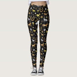 Leggings Carreras de caballo Derby Day Fiesta Black Gold Pa